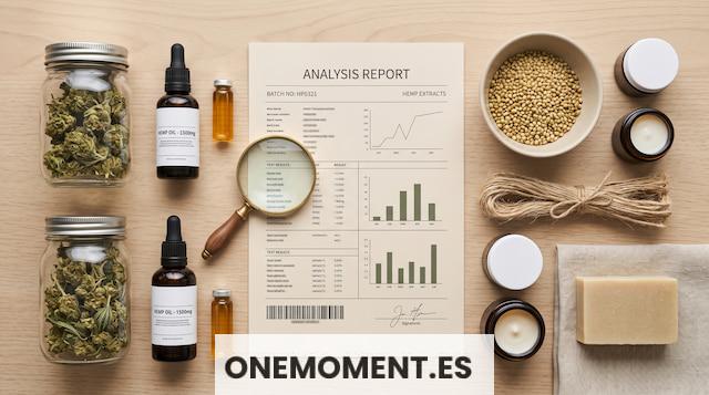 Productos de CBD junto a documentación de análisis