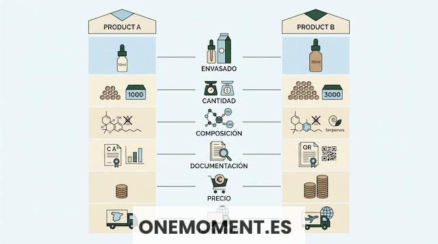 Comparación visual de criterios para elegir CBD online